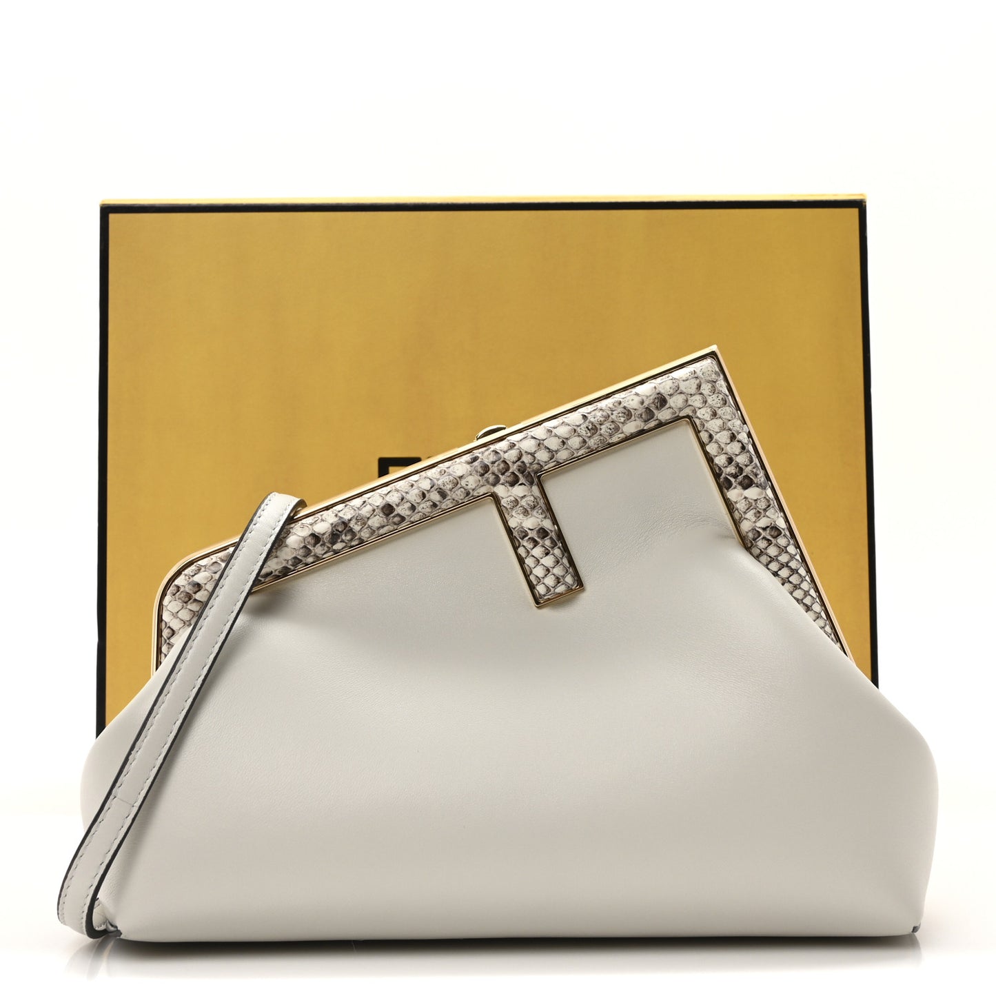 Shiny Nappa Snakeskin Small Fendi First White Roccia