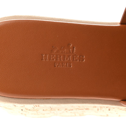 Hermes Calfskin Cork Eze 30 Sandals 37 Marron Glaise 6 of 8