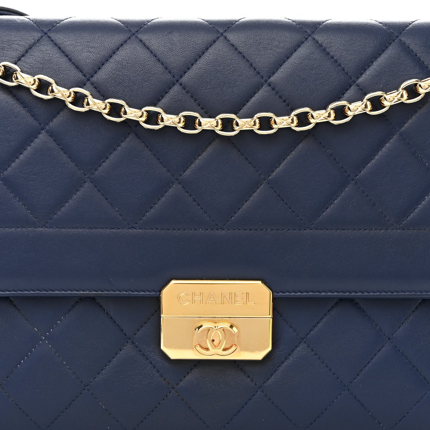 Lambskin Quilted Large Chic With Me Flap Navy