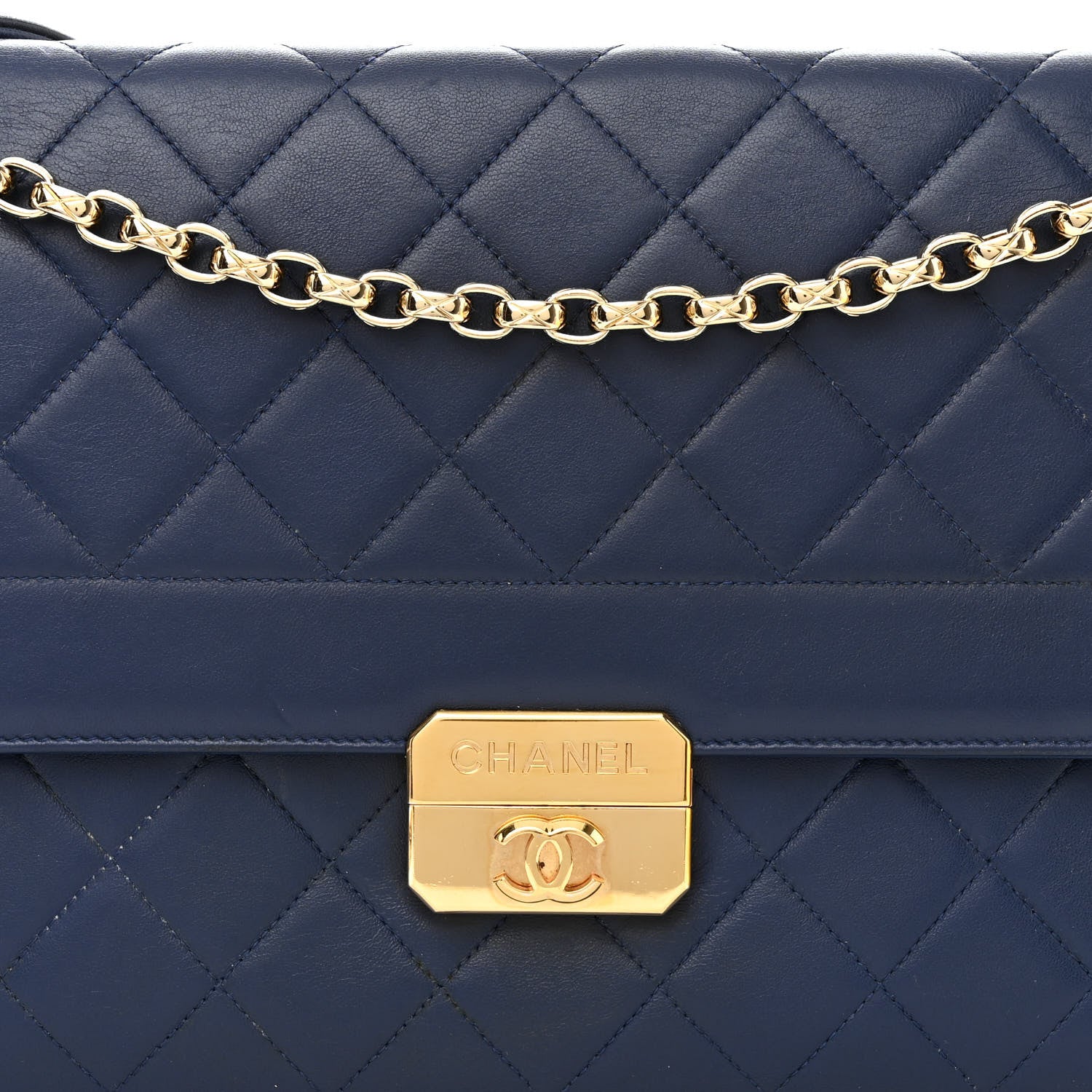 Chanel Lambskin Quilted Large Chic With Me Flap Navy 7 of 9