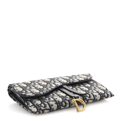 Christian Dior Oblique Saddle Chain Long Wallet Blue 5 of 9