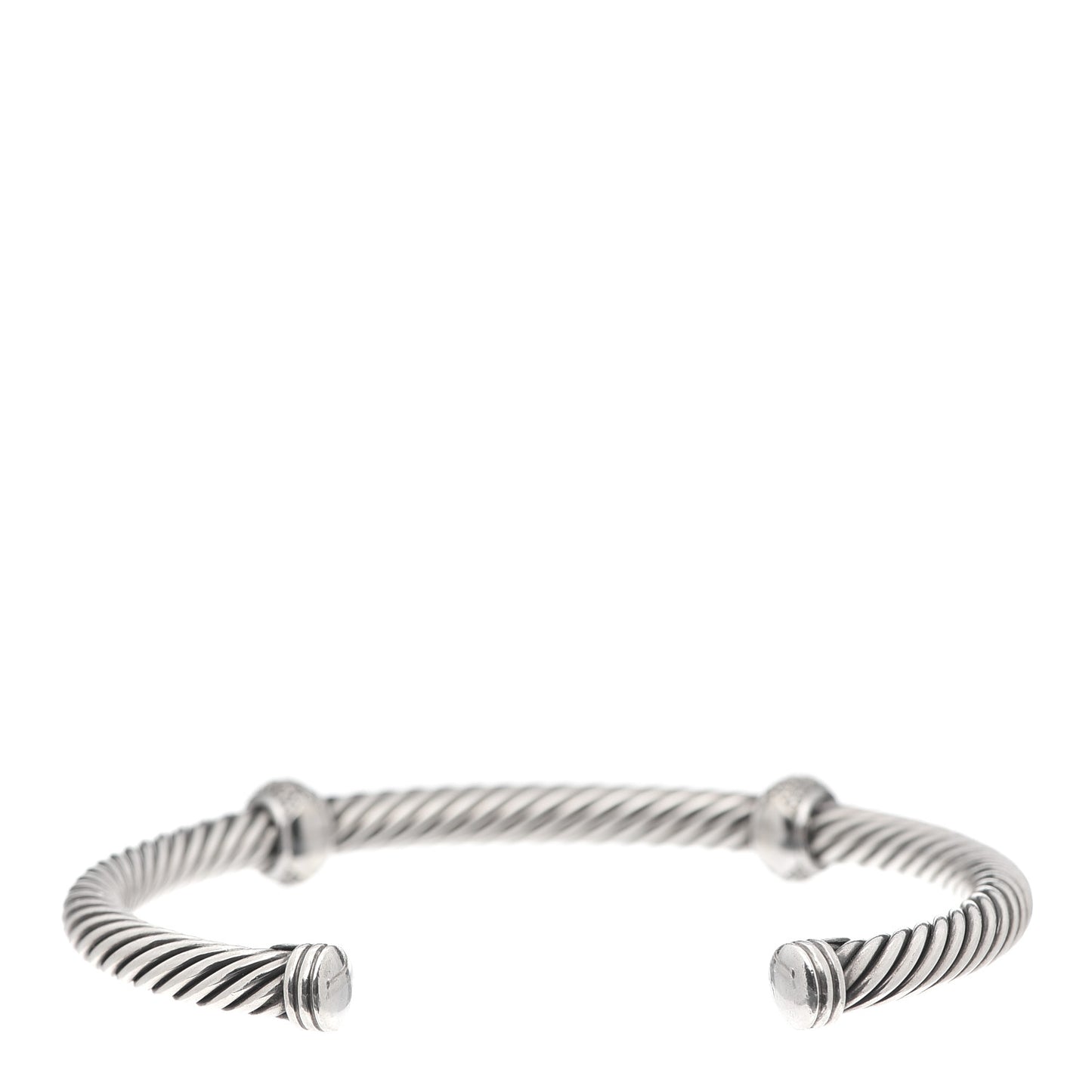 Sterling Silver 18K White Gold Diamond 5mm Cable Classics Double Station Bracelet