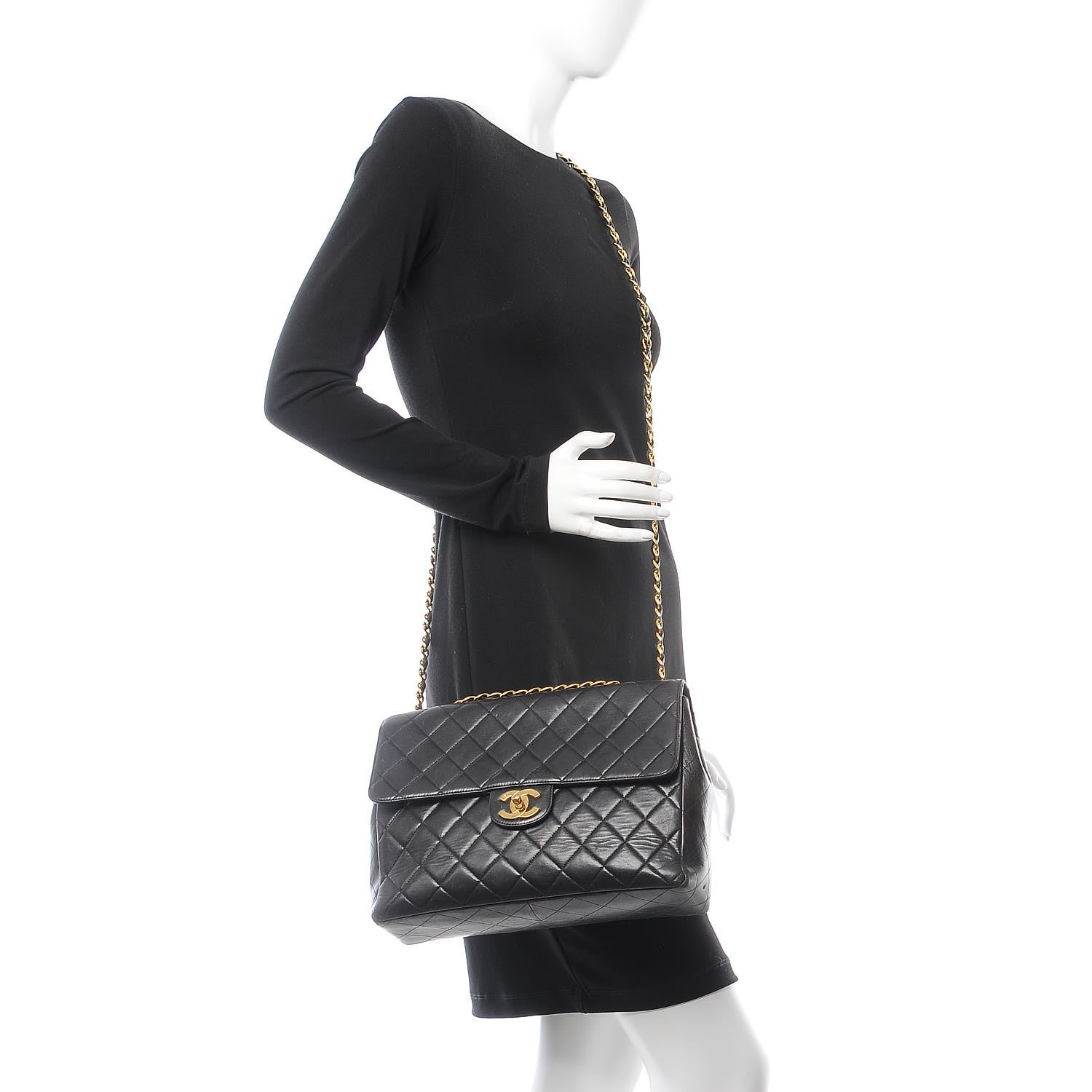 Chanel Lambskin Quilted Jumbo Single Flap Black 2 of 21