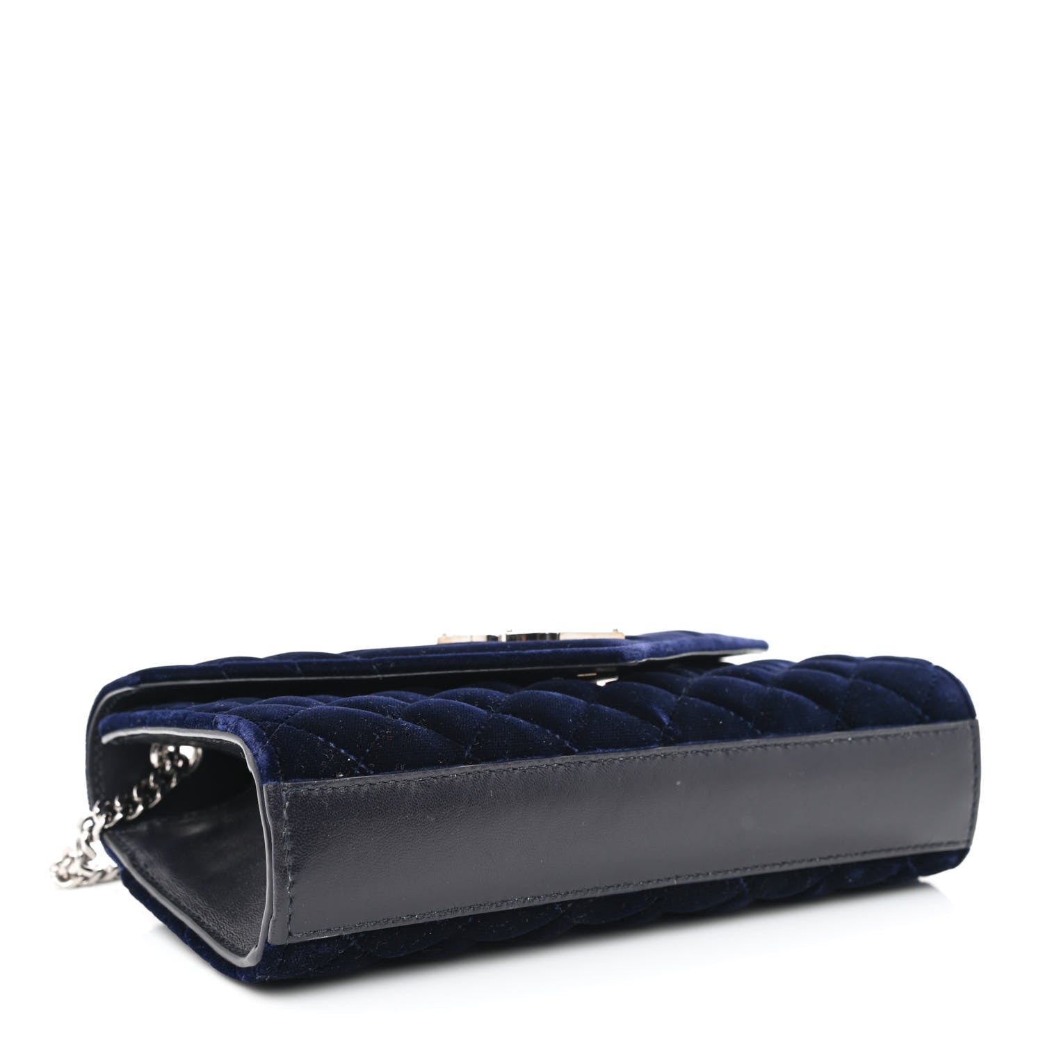 Saint Laurent Velvet Matelasse Triquilt Small Monogram Satchel Navy 4 of 10