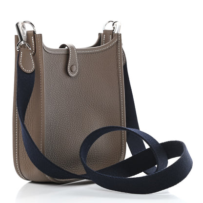 Hermes Taurillon Clemence Amazone Evelyne TPM Etoupe Bleu Indigo 3 of 11