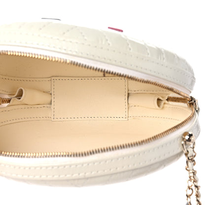 Chanel Embroidered Lambskin Chevron Quilted La Pausa Evening Bag White 5 of 9
