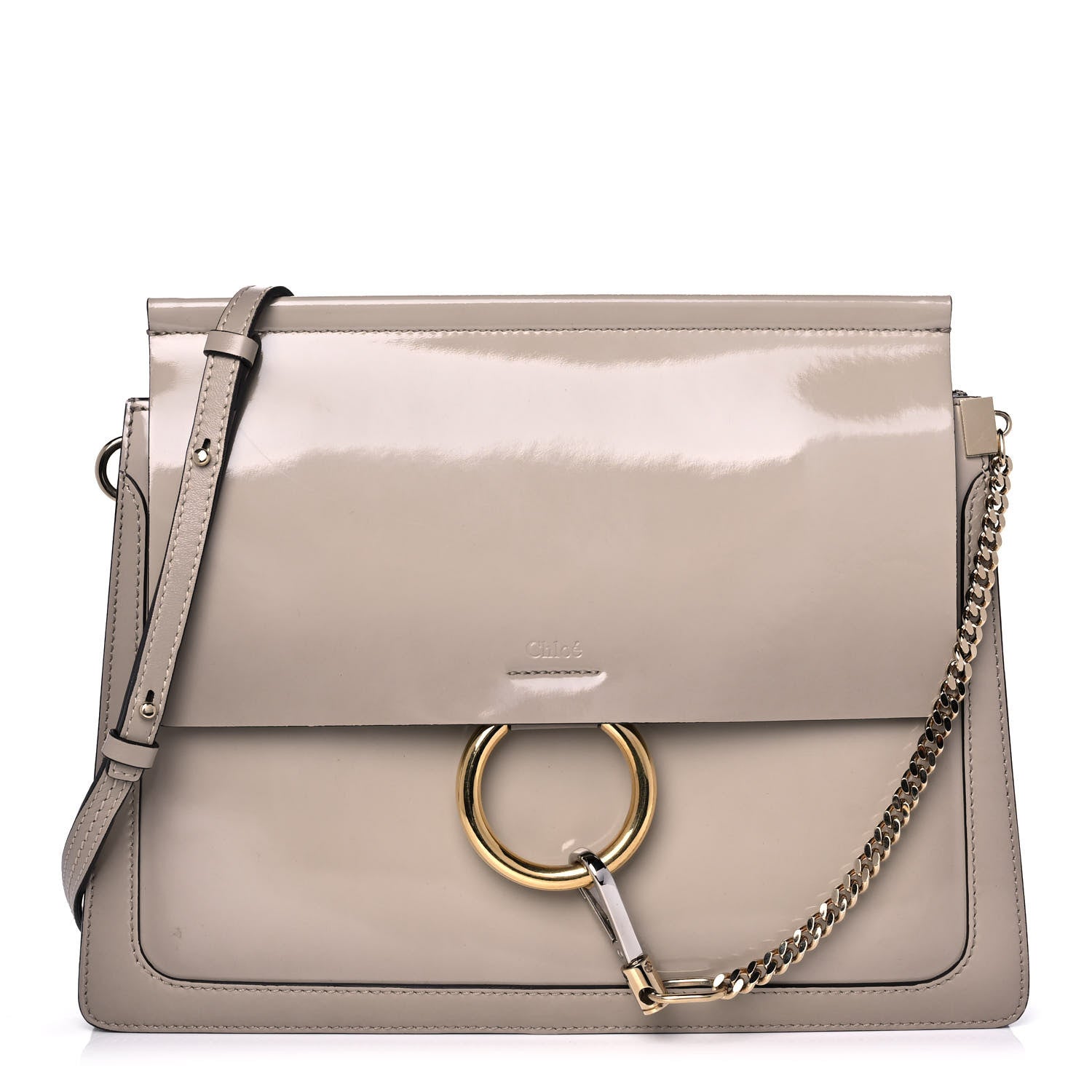 Chloe Patent Calfskin Medium Faye Shoulder Bag Motty Grey 1 of 10