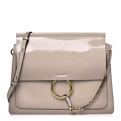 Chloe Patent Calfskin Medium Faye Shoulder Bag Motty Grey 1 of 10