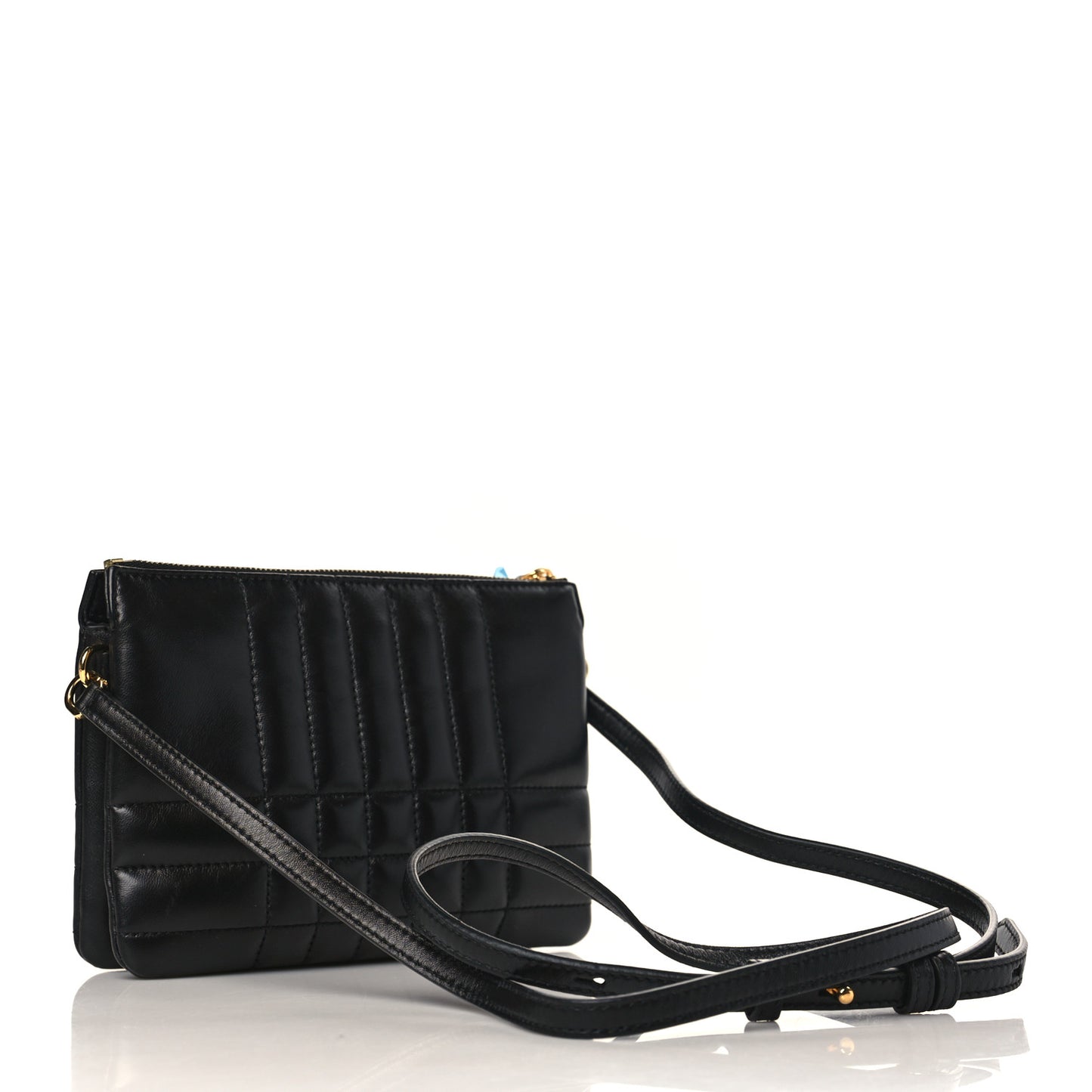 Lambskin Quilted Lola Double Pouch Crossbody Black