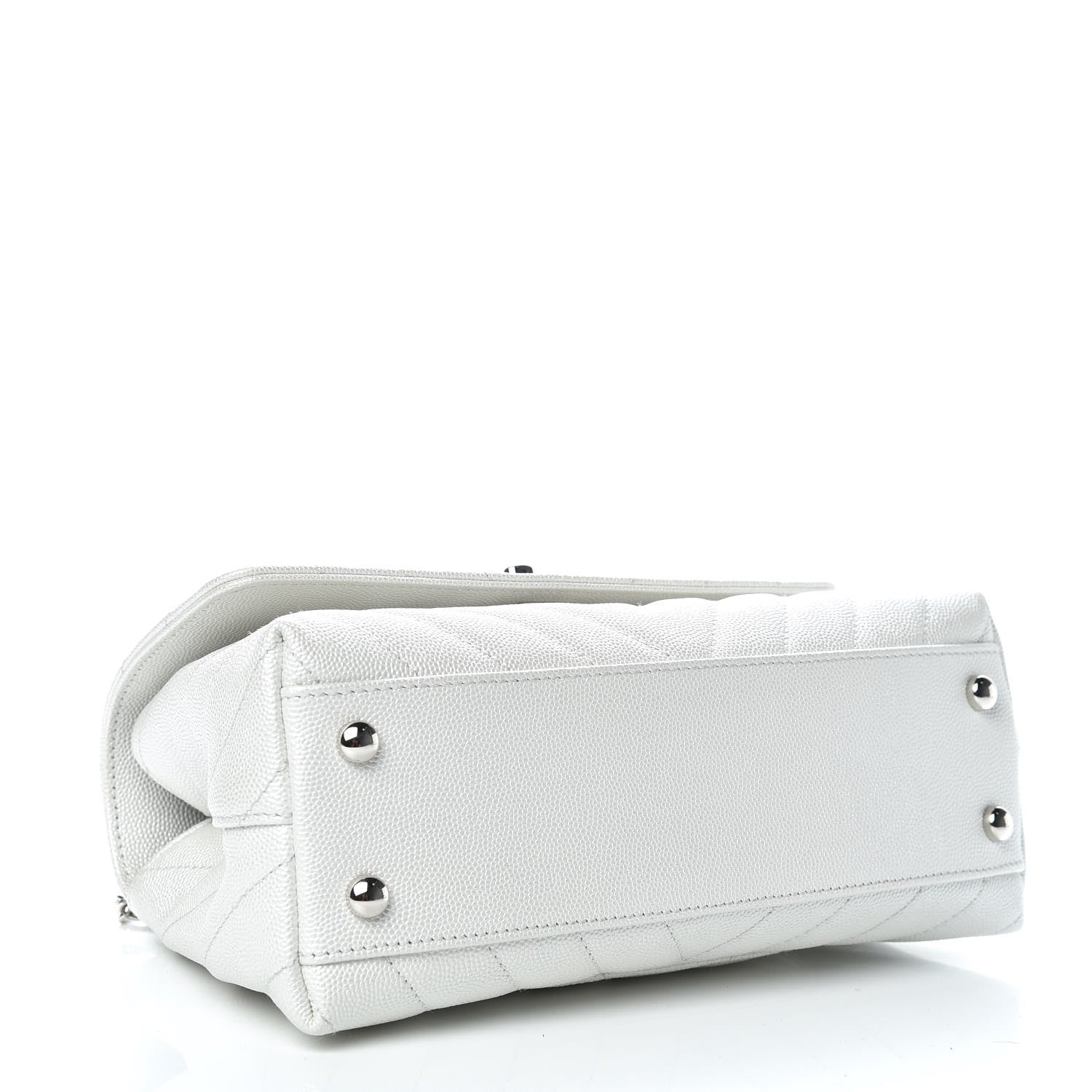 Chanel Iridescent Caviar Chevron Quilted Mini Coco Handle Flap White 4 of 9