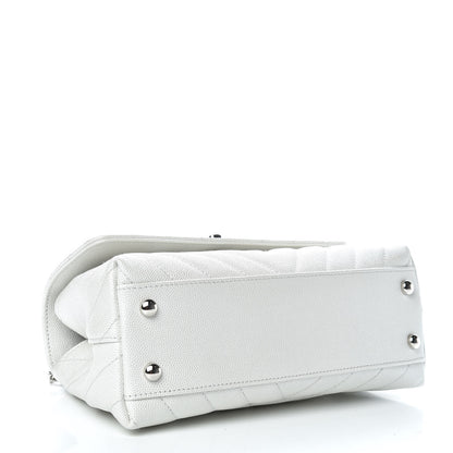 Chanel Iridescent Caviar Chevron Quilted Mini Coco Handle Flap White 4 of 9