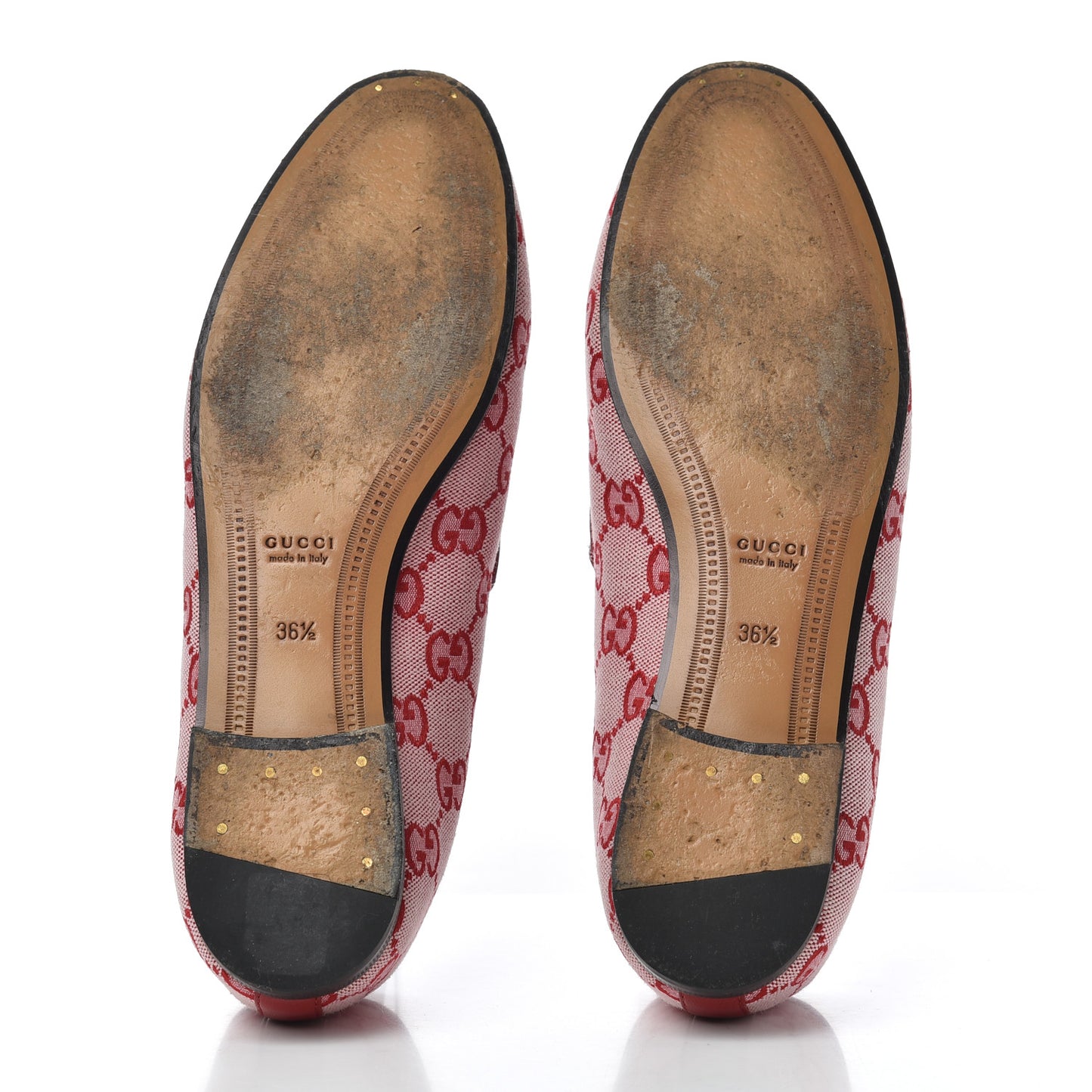 Canvas GG Monogram Horsebit Womens Jordaan Loafers 36.5 Gardenia Hibiscus Red