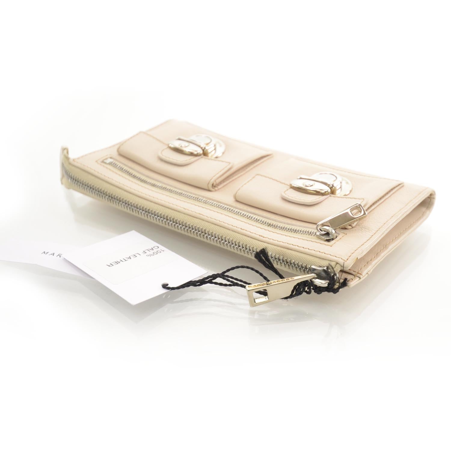 Marc Jacobs Leather Zip Clutch Wallet Ivory 4 of 7