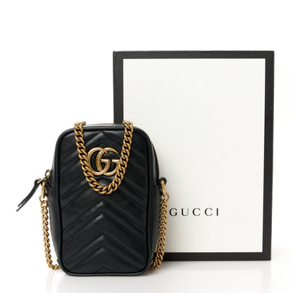 Gucci Calfskin Matelasse Mini GG Marmont Crossbody Bag Black 11 of 11