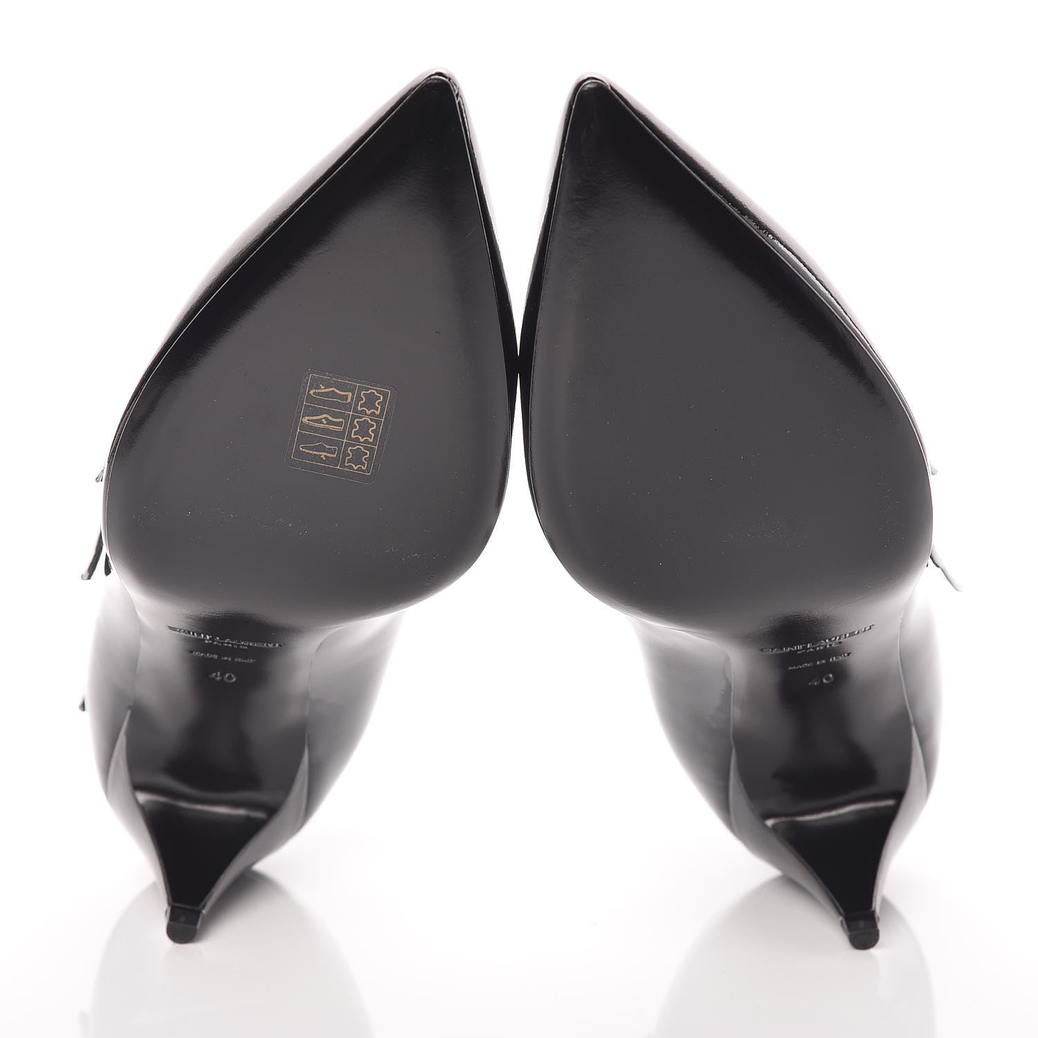 Saint Laurent Vitello Vernice Kitten 50 Strap Pumps 40 Black White Optique 5 of 9