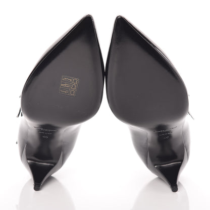 Saint Laurent Vitello Vernice Kitten 50 Strap Pumps 40 Black White Optique 5 of 9