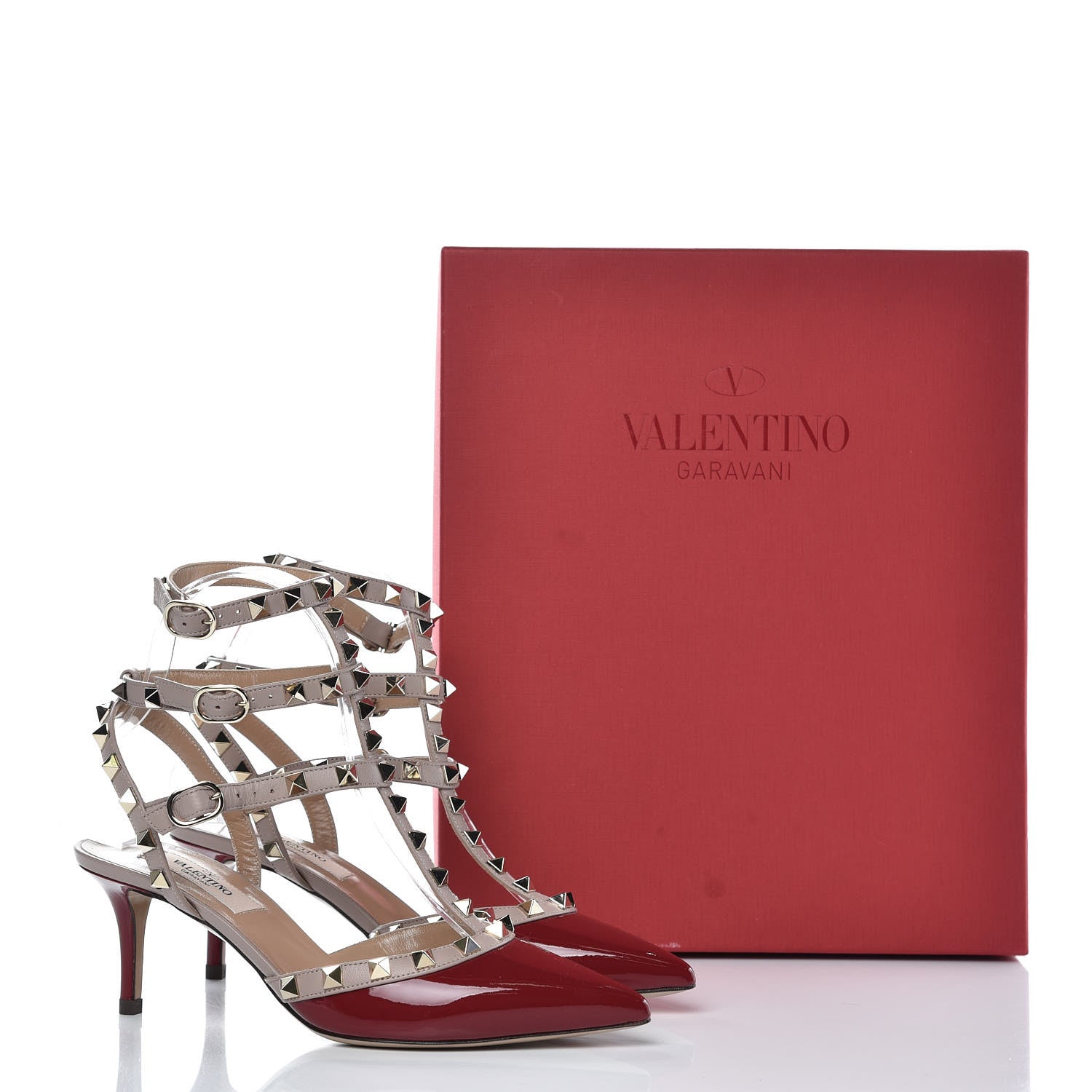 Valentino Garavani Patent Nappa Rockstud Ankle Strap 65mm Pumps 36 Rubin Poudre 8 of 8