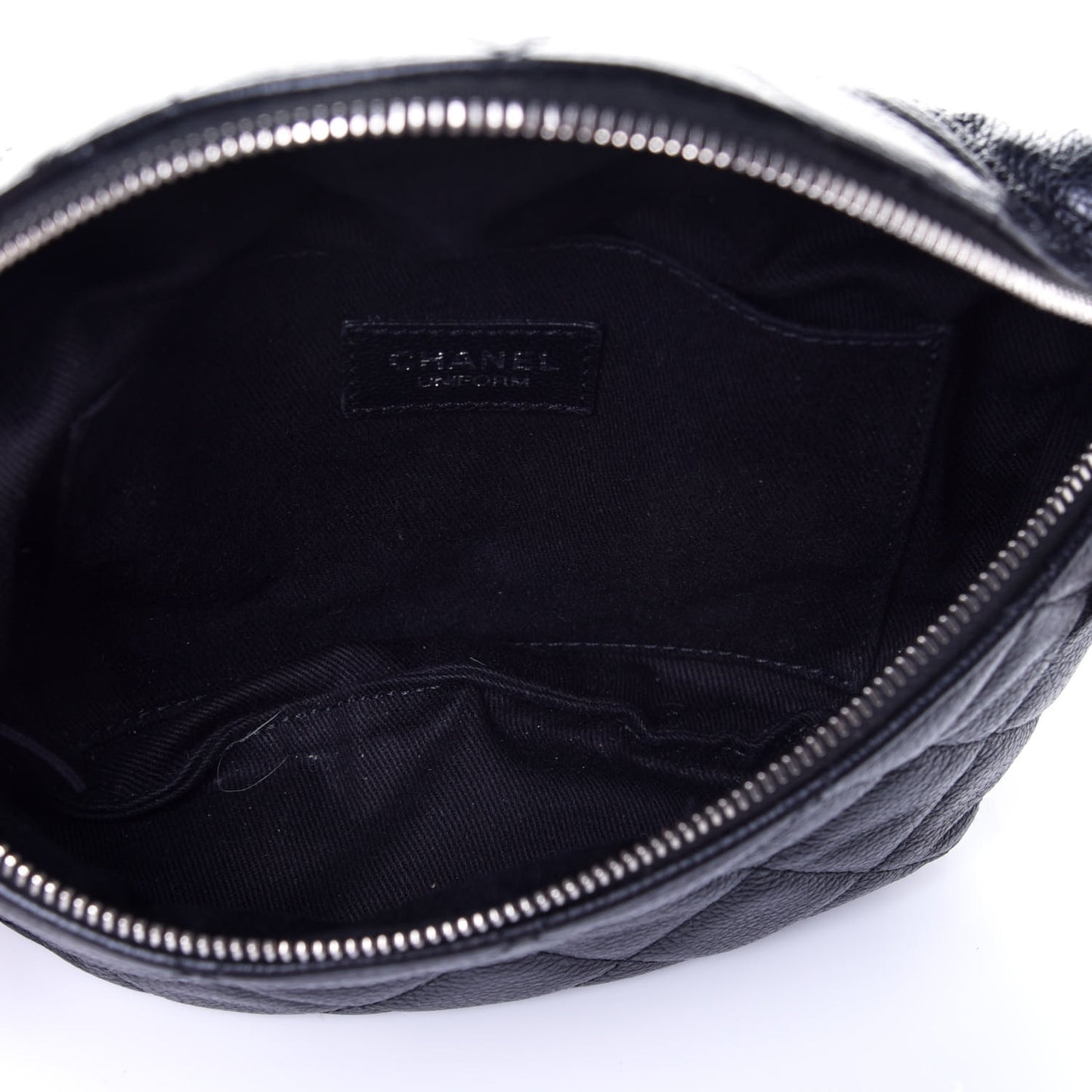 Grained Calfskin Quilted Waist Belt Bag Black