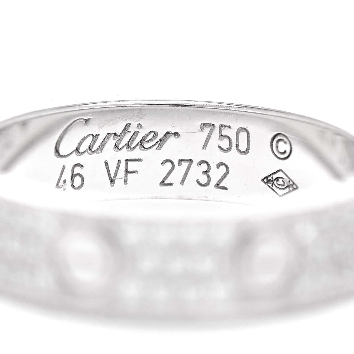 Cartier 18K White Gold Diamond 4mm LOVE Wedding Paved Band Ring 46 3.75 4 of 5