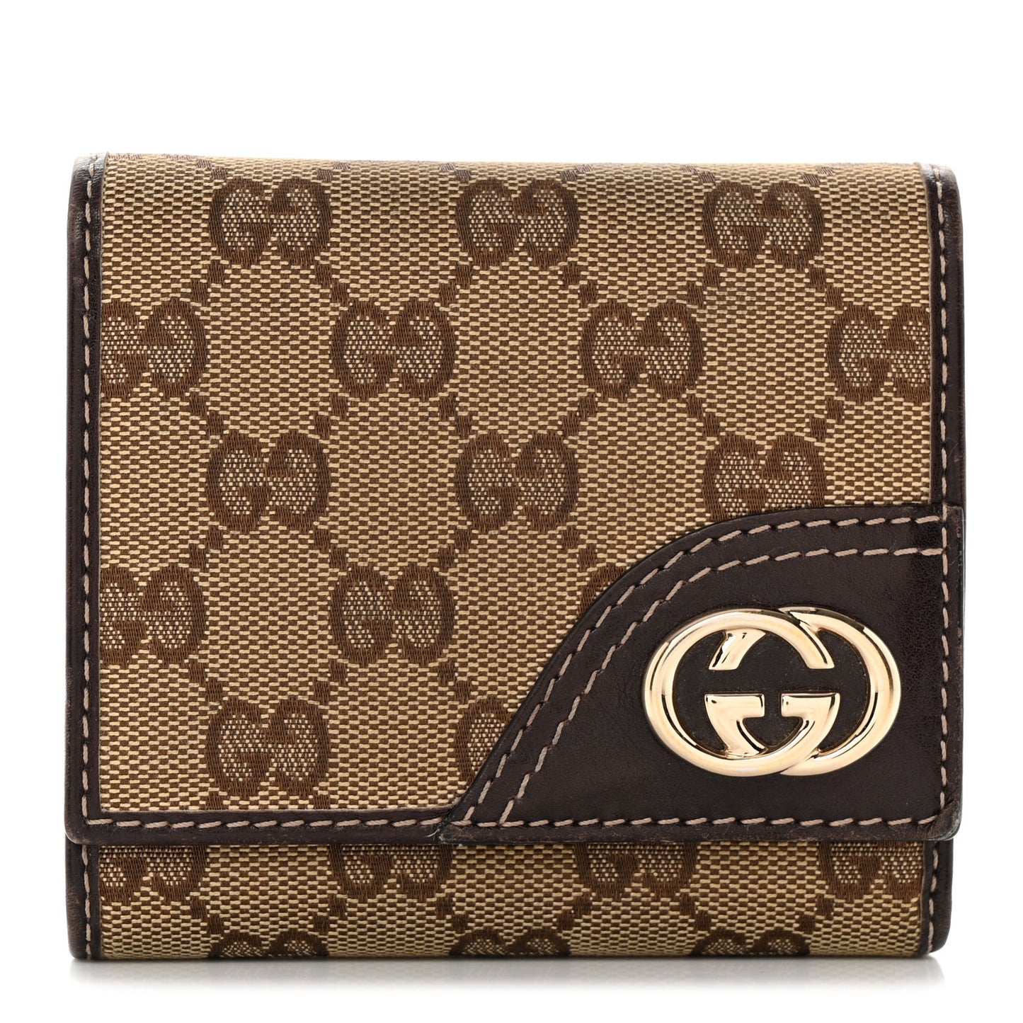 Monogram Britt Tri Fold Wallet Dark Brown