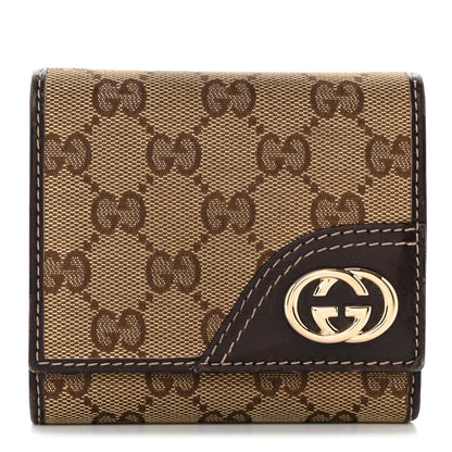Gucci Monogram Britt Tri Fold Wallet Dark Brown 1 of 14