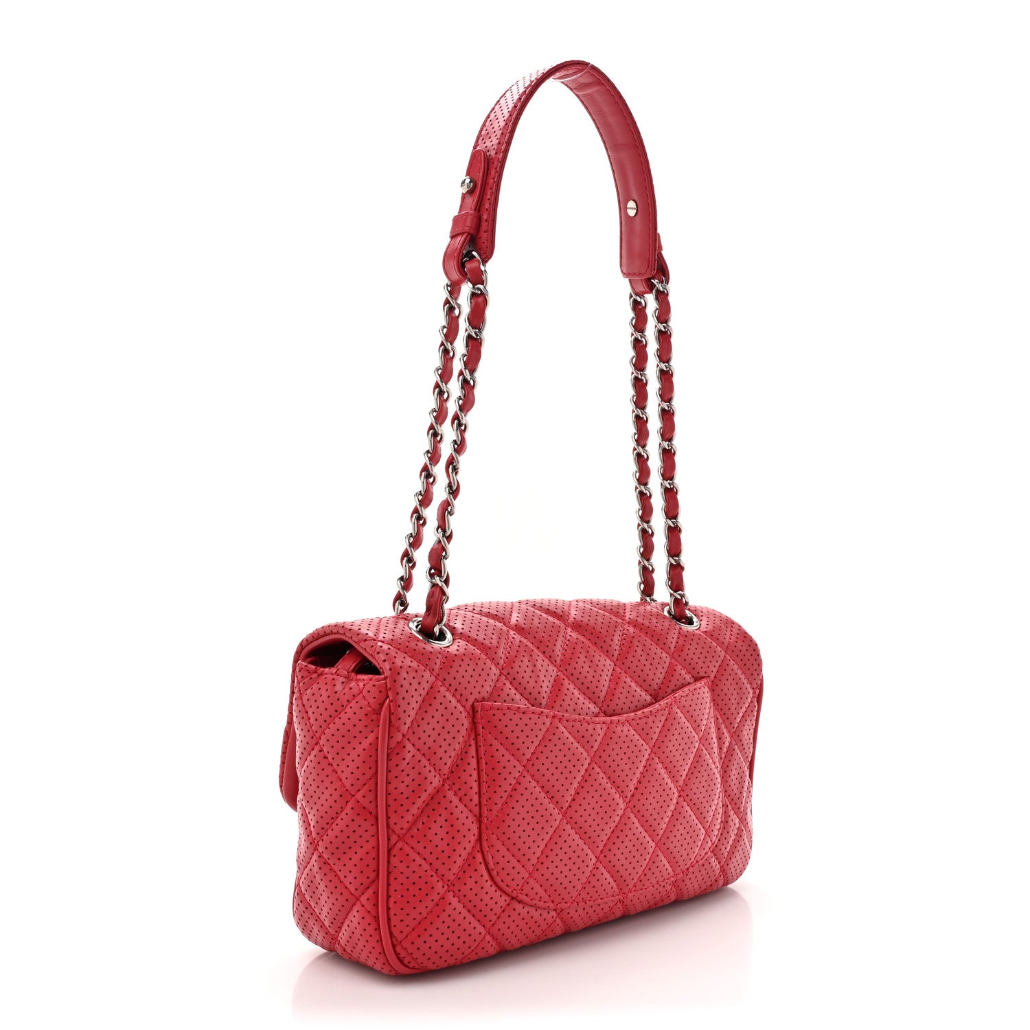 Chanel Lambskin Perforated Medium Double Flap Dark Pink 3 of 10