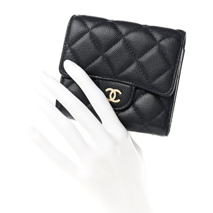 Chanel Caviar Quilted Compact Flap Wallet Navy 2 of 16