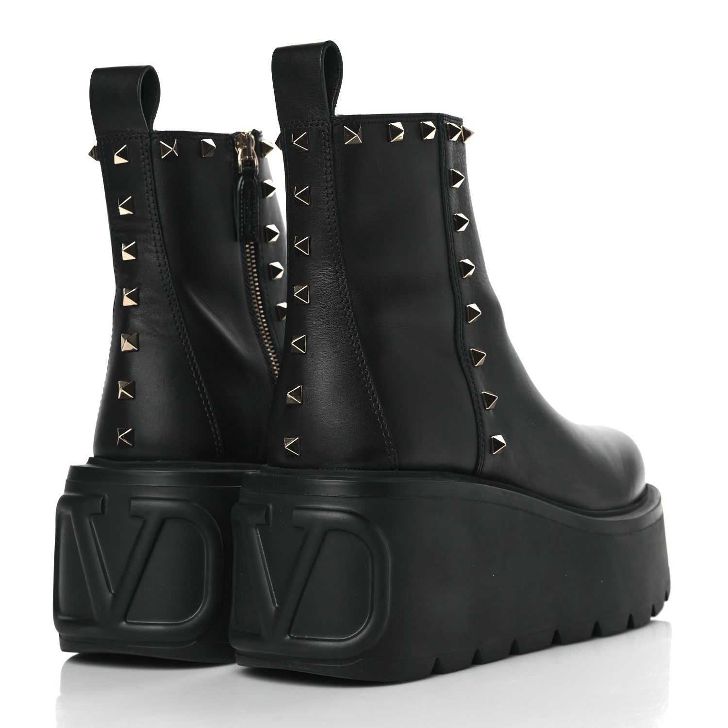 Valentino Garavani Calfskin Rockstud VLOGO Uniqueform Chelsea 55/85mm Flatform Ankle Boots 39 Black 4 of 9