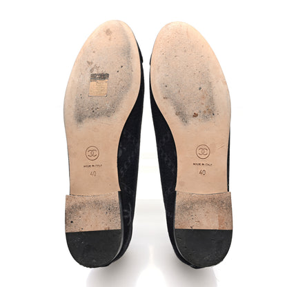 Chanel Denim Printed Cap Toe Ballerina Flats 40 Black White 6 of 8