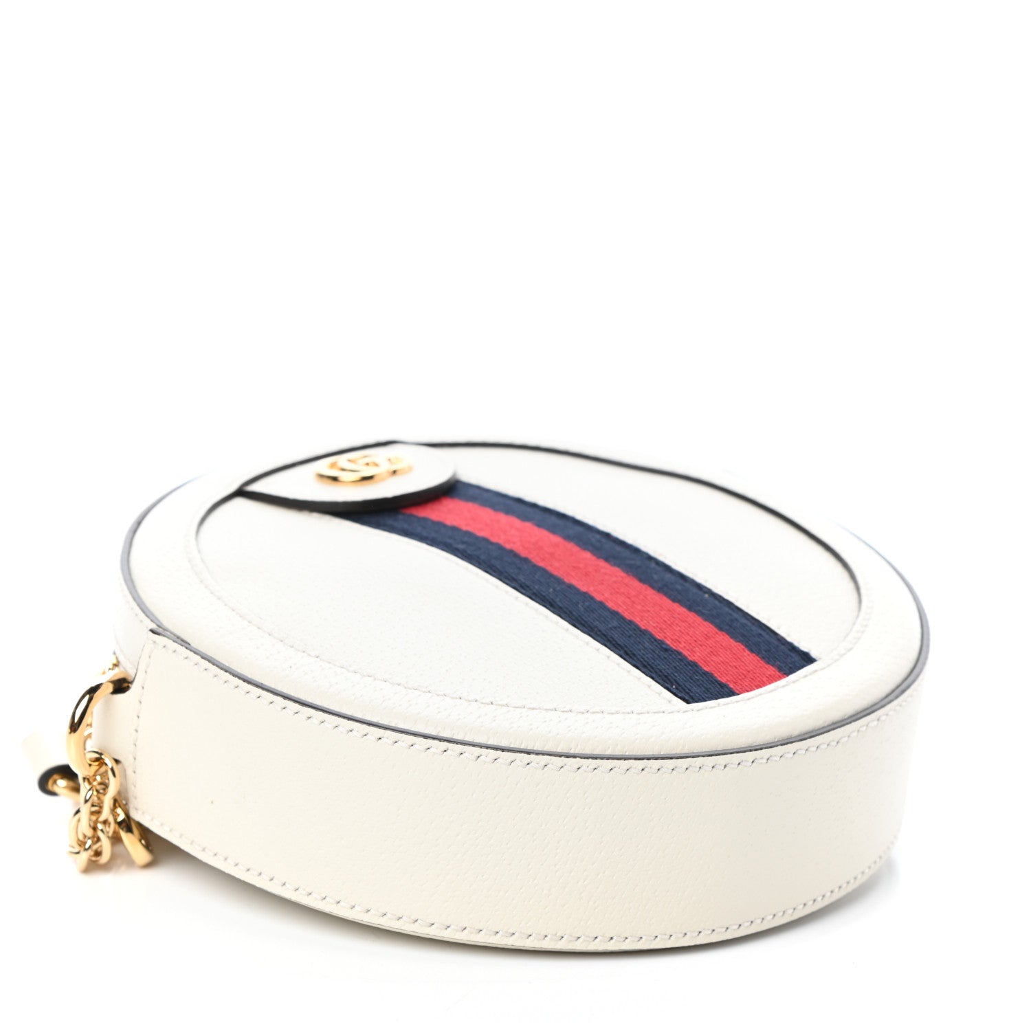Gucci Textured Calfskin Web Mini Ophidia Round Shoulder Bag Mystic White 4 of 8
