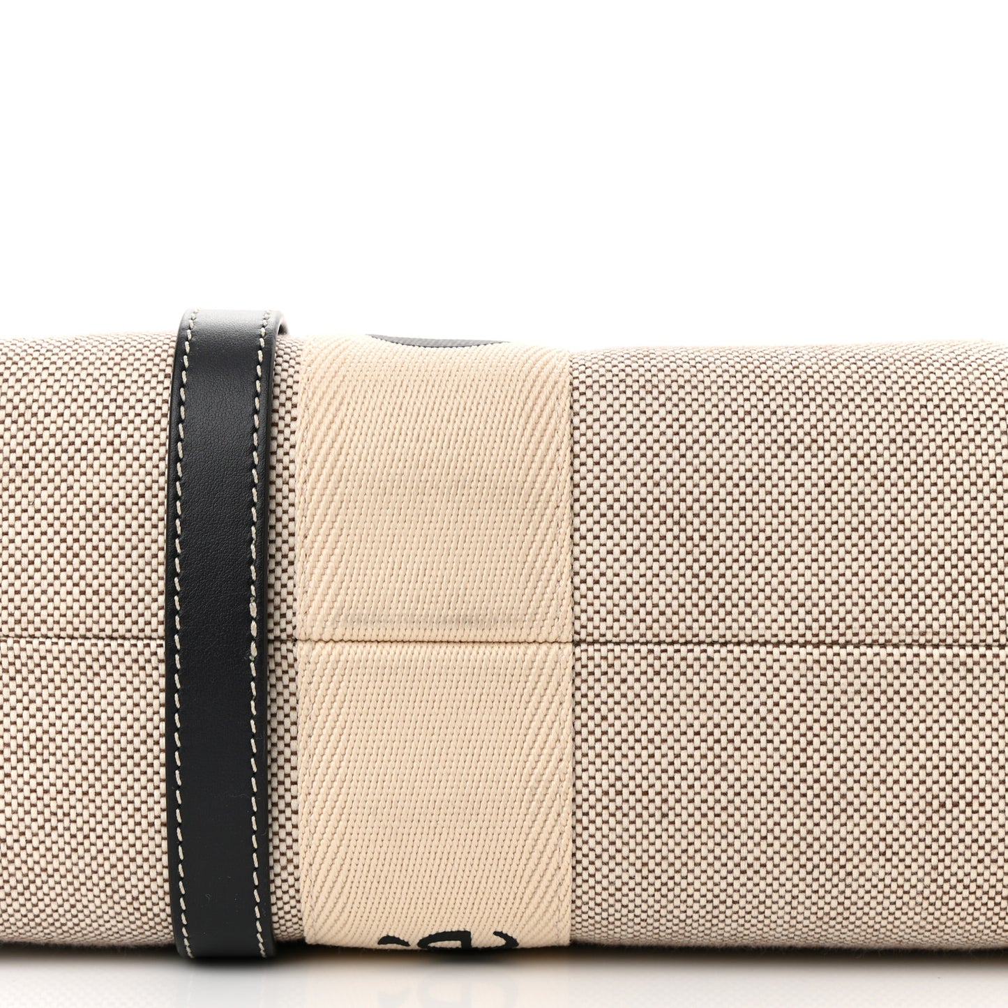 Cotton Calfskin Medium Woody Ribbon Tote White Black