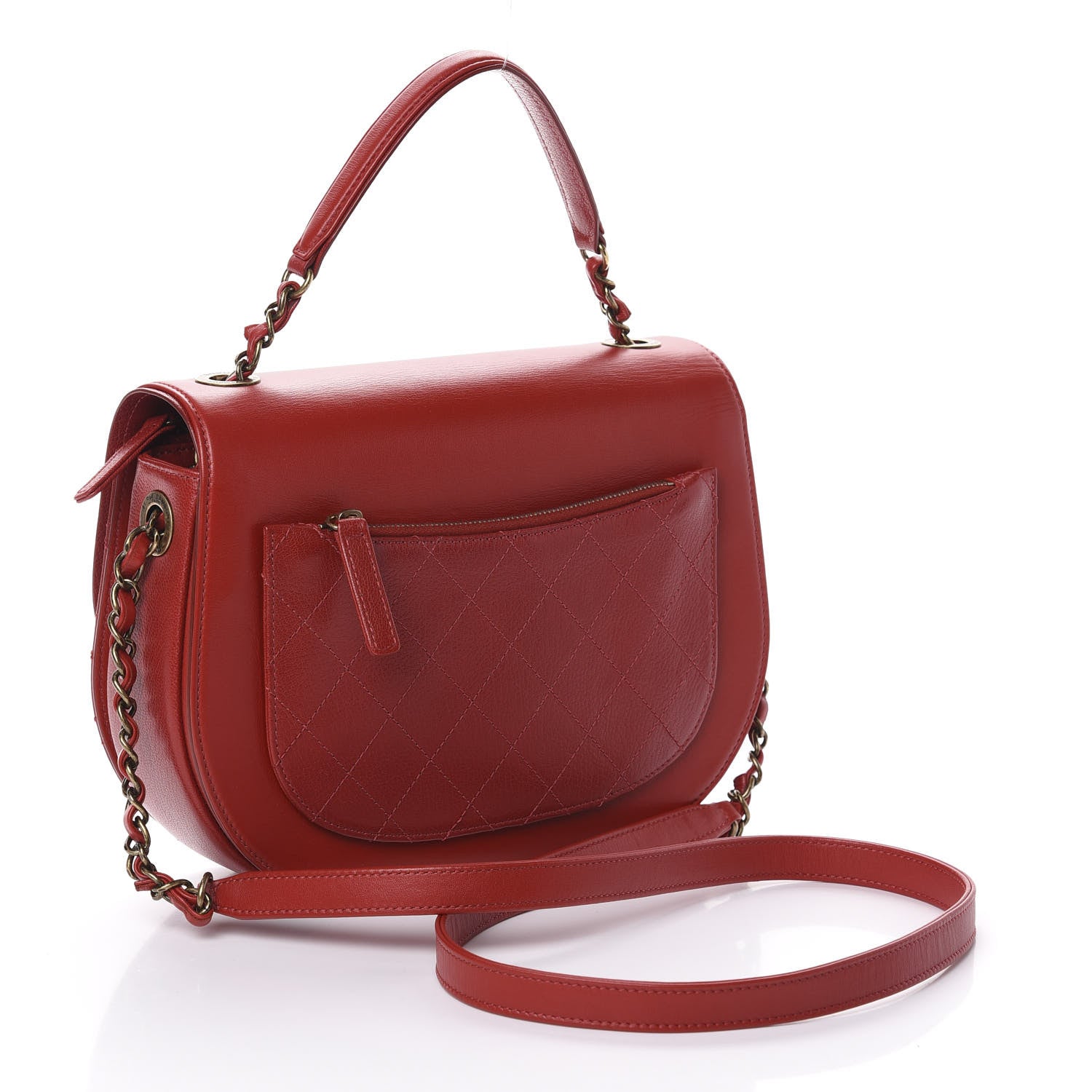 Chanel Shiny Calfskin Goatskin Quilted Medium Coco Curve Messenger Flap Red 3 of 10