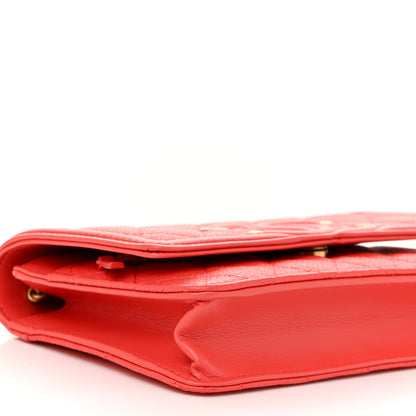 Chanel Caviar Quilted CC Filigree Wallet On Chain WOC Coral 10 of 12