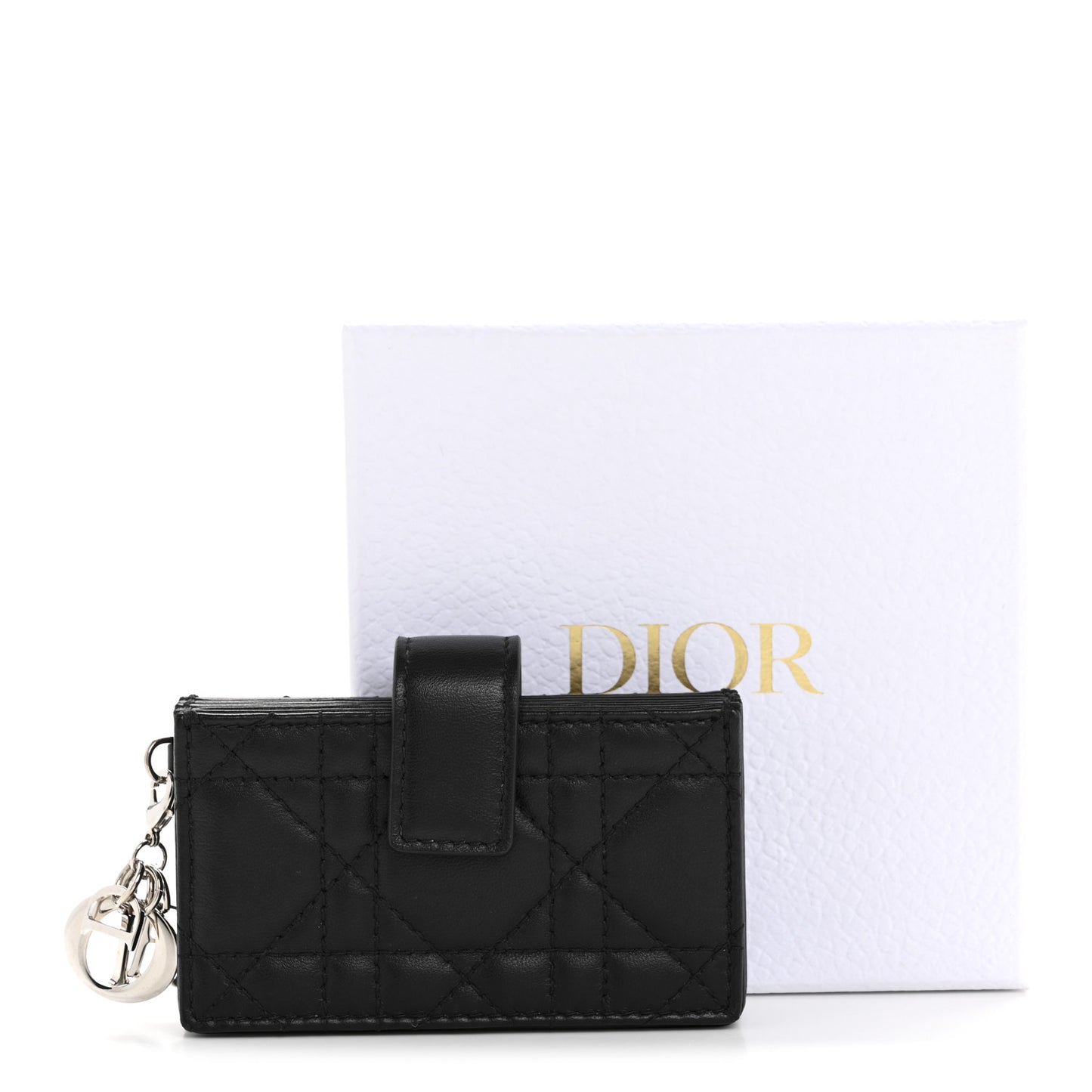 Lambskin Cannage Lady Dior 5-Gusset Card Holder Black