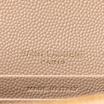 Saint Laurent Grain De Poudre Matelasse Chevron Monogram Envelope Chain Wallet Dark Beige 6 of 11