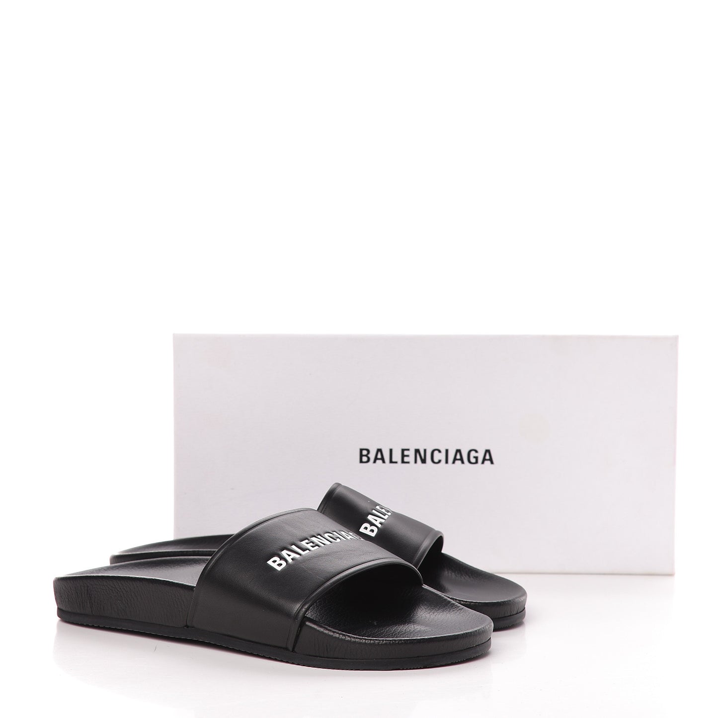Nappa Logo Pool Slide Sandals 41 Black White