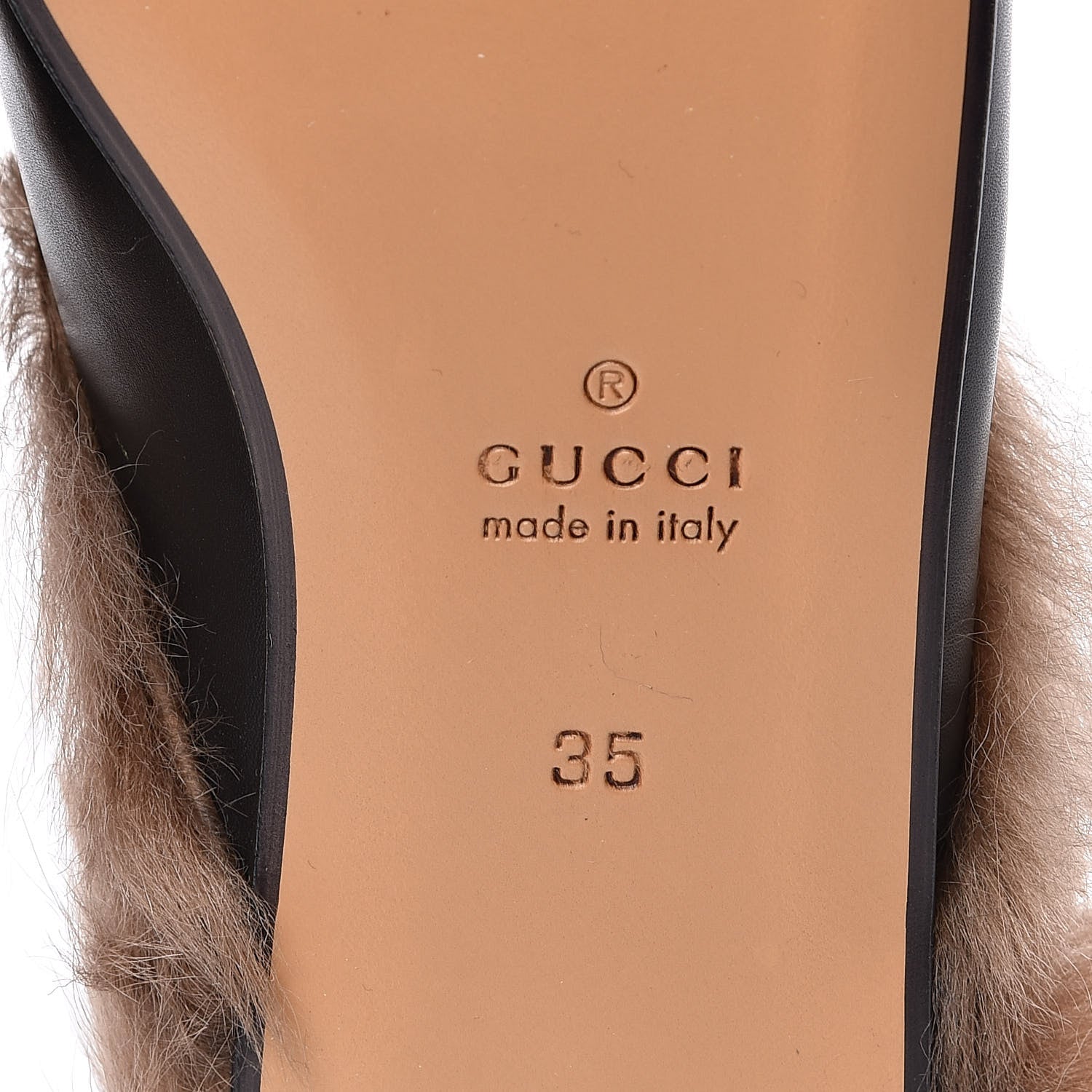 Gucci Calfskin Lambswool Tiger Embroidered Womens Princetown Slippers 35 Black 6 of 8