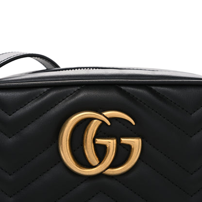 Gucci Calfskin Matelasse Small GG Marmont Chain Shoulder Bag Black 8 of 10