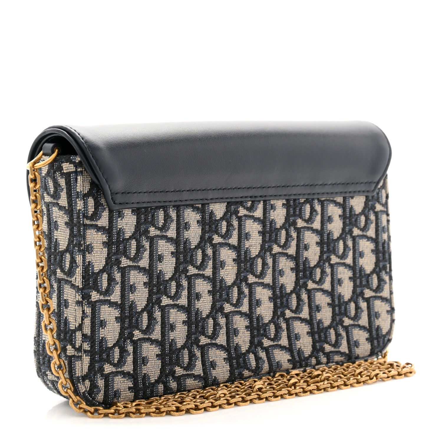 Christian Dior Oblique Smooth Calfskin Medium Saddle Pouch With Chain Blue 3 of 10