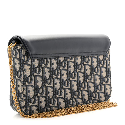Christian Dior Oblique Smooth Calfskin Medium Saddle Pouch With Chain Blue 3 of 10