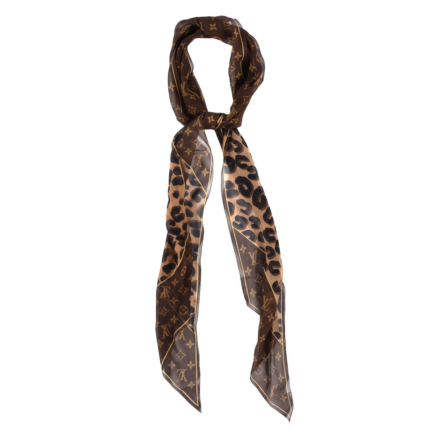 Louis Vuitton Silk Crepe Leopard Monogram Scarf 1 of 3