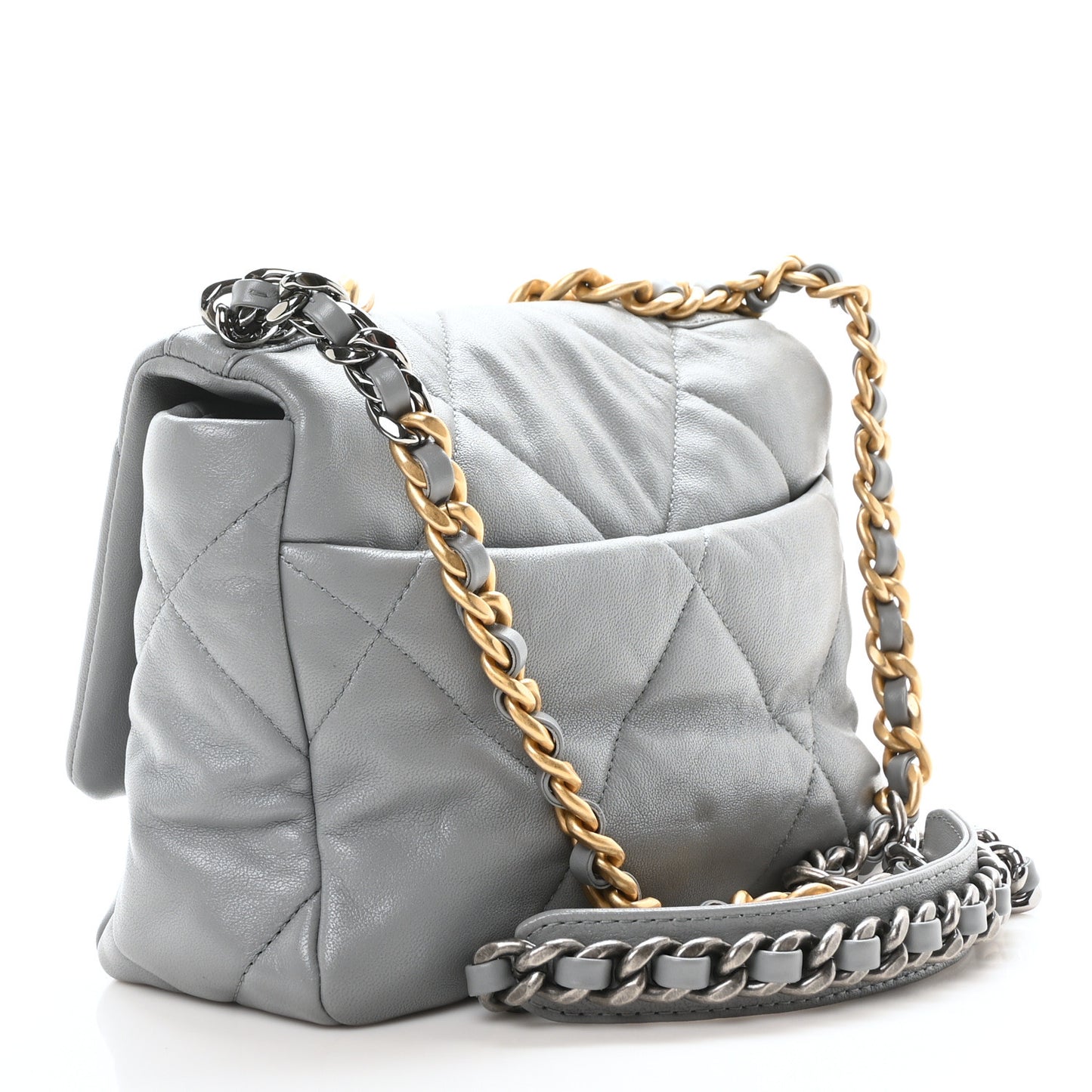 Lambskin Quilted Medium Chanel 19 Flap Grey