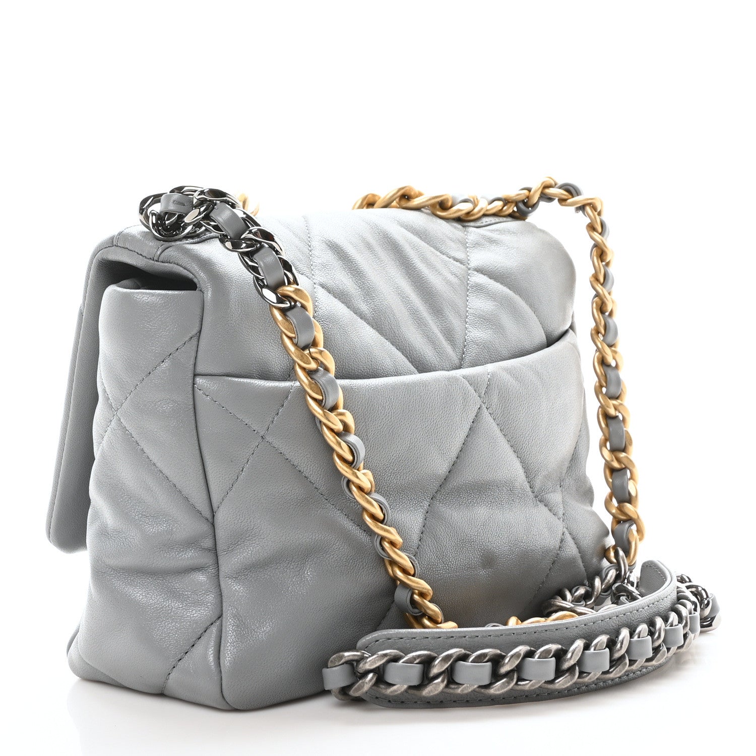 Chanel Lambskin Quilted Medium Chanel 19 Flap Grey 3 of 10
