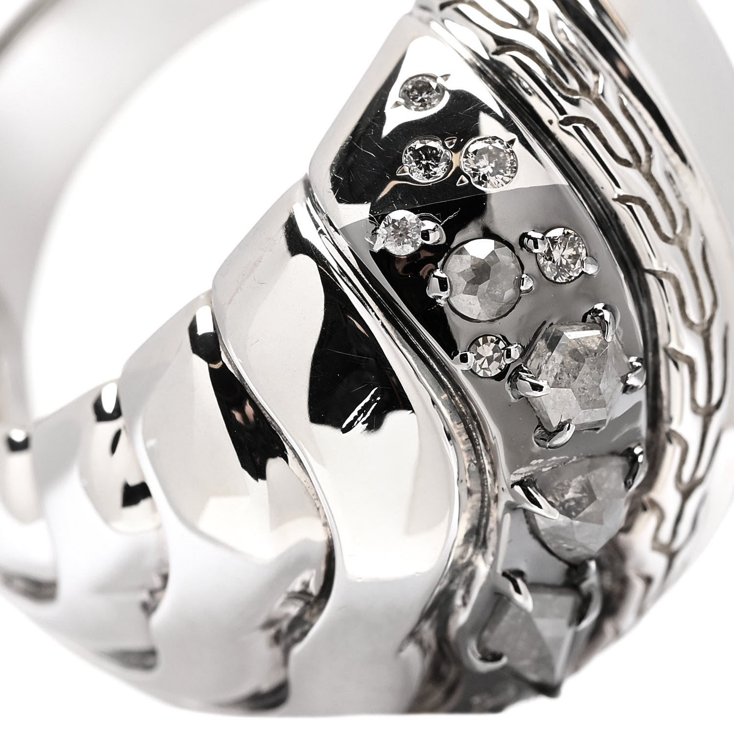 John Hardy Sterling Silver Grey Diamond Lahar Dome Ring 54 7 6 of 7