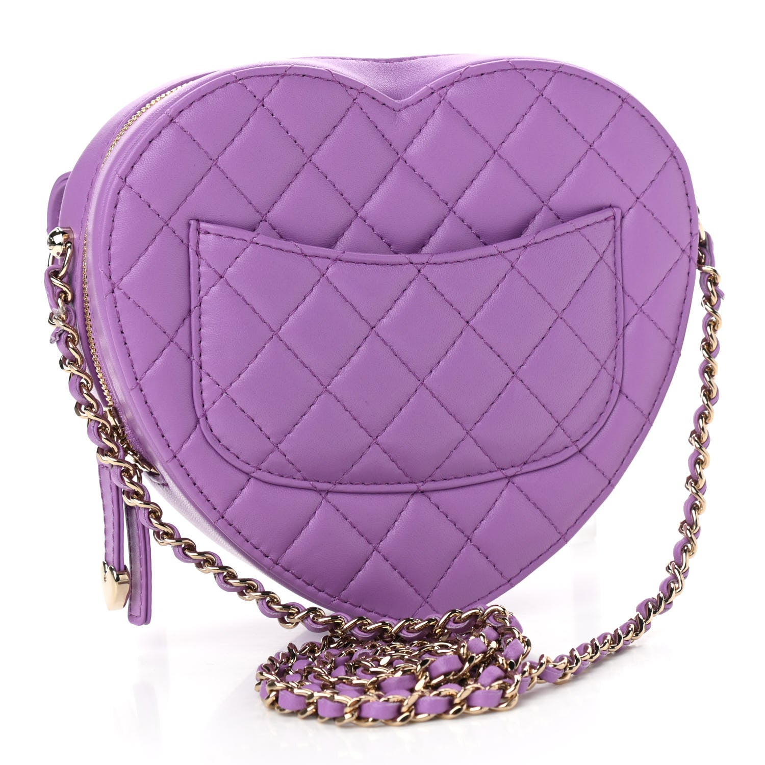 Chanel Lambskin Quilted CC In Love Heart Bag Purple 3 of 11