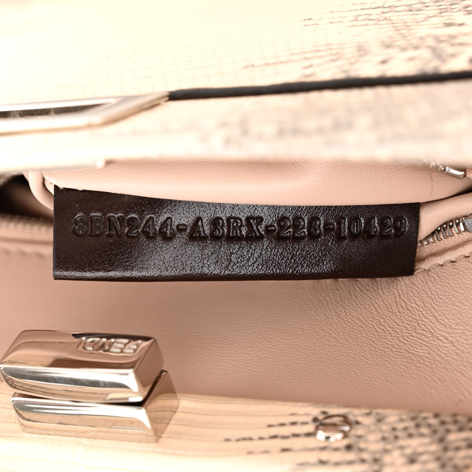 Fendi Lizard Togo Shiny Nappa Mini Peekaboo Iconic Satchel Rosa Skin 8 of 12