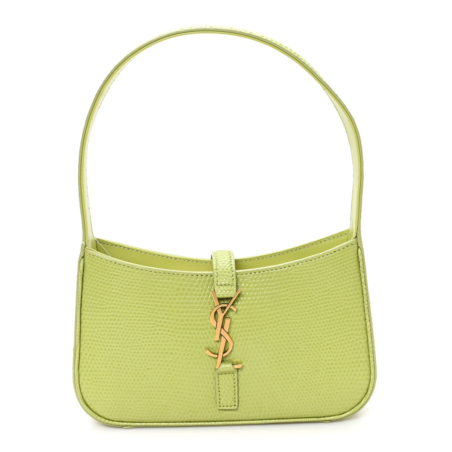 Saint Laurent Calfskin Lizard Embossed Le 5 A 7 Mini Hobo Dull Lime 1 of 10