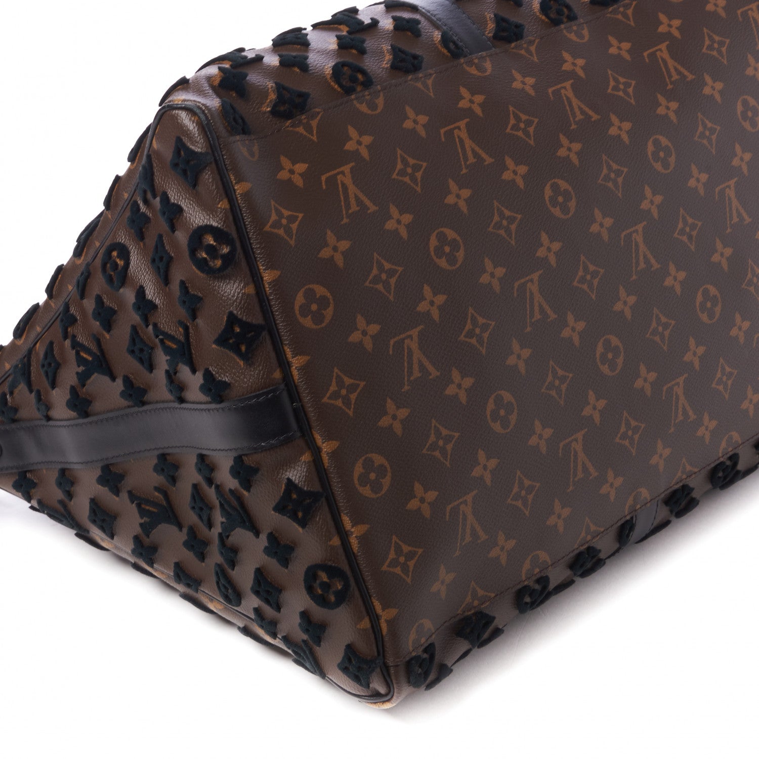 Louis Vuitton Monogram Tuffetage Keepall Triangle Bandouliere 50 Black Black 5 of 8