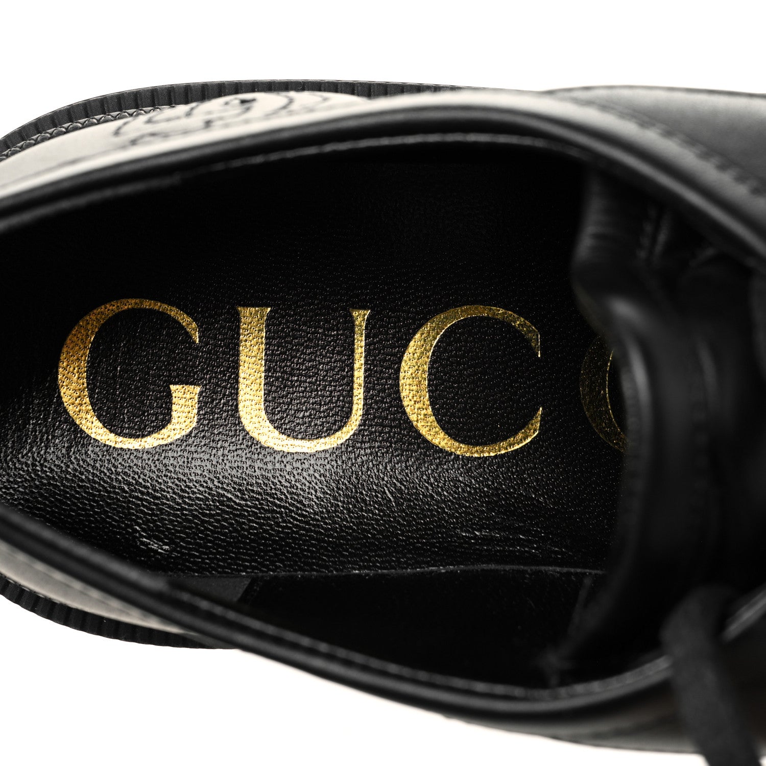 Gucci Calfskin Nappa Matelasse Lug Sole Derby Loafers 37 Black 7 of 9