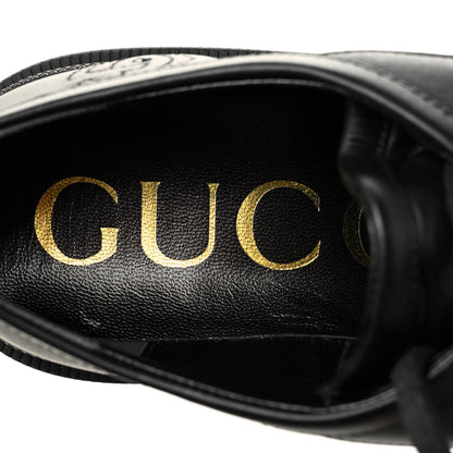 Gucci Calfskin Nappa Matelasse Lug Sole Derby Loafers 37 Black 7 of 9